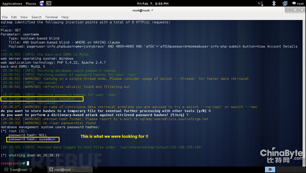 Web利用手工渗入测试——用SQLMap进行SQL盲注测试
